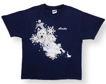 Vintage 90s Alaska Wildlife & Nature Single Stitch Graphic T-Shirt Size Large