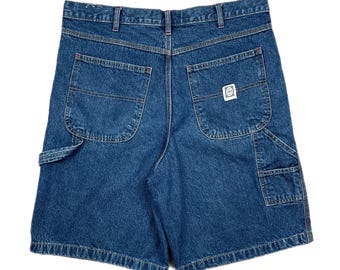 Pantalones cortos vaqueros holgados de estilo carpintero, lavado medio, marca Y2K Faded Glory (W36)