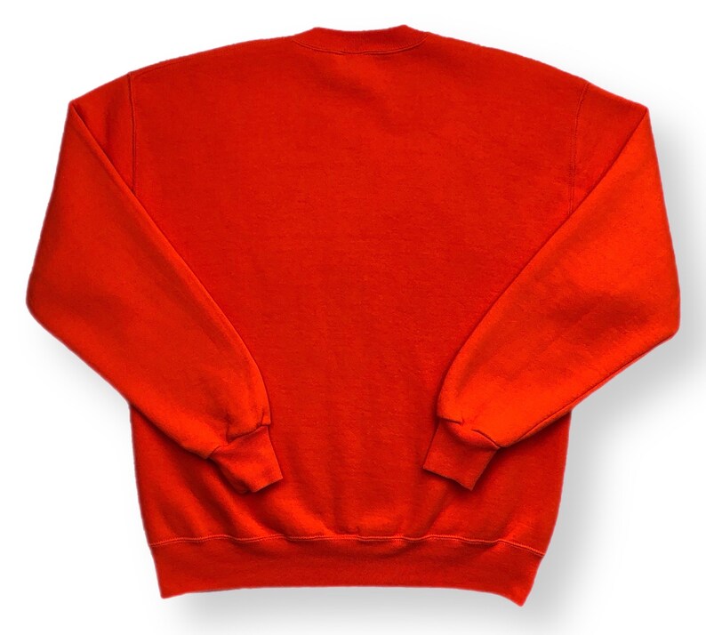 Vintage 90s Russell Athletic Blank Orange Made in USA Crewneck Sweatshirt Pullover Size Large image 3