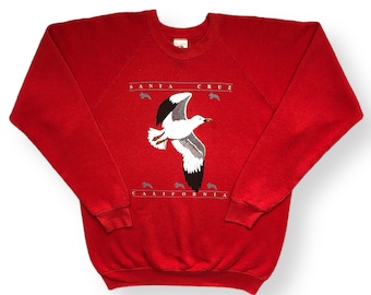 Vintage 80s/90s Santa Cruz California Seagull Graphic Nature Crewneck Sweatshirt Pullover Size XL