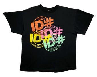 Vintage 80s/90s Fashion Identification Multi Color Streetwear Style Graphic T-Shirt Size Large