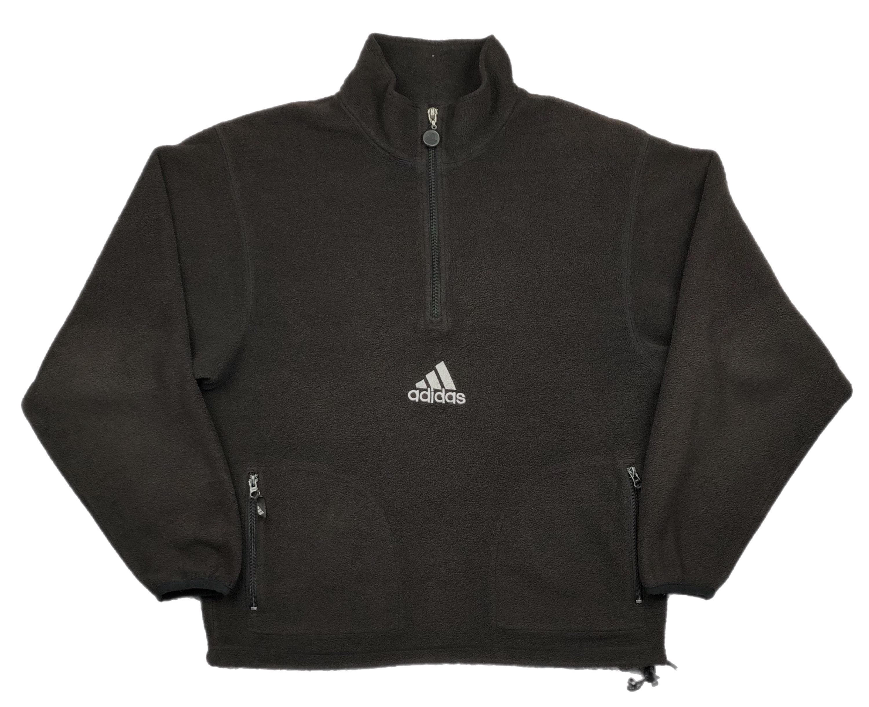 Vintage 90s Adidas 3 Stripe Red 1/4 Zip Pullover Fleece