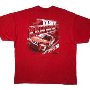 Vintage 90s/Y2K Chase Authentic Kasey Kahne Budweiser Double Sided NASCAR Graphic T-Shirt Size Large/XL