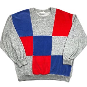 Vintage 80s/90s Alison Craig Velour Cut & Sewn Made in USA Crewneck Sweatshirt Pullover Size Large