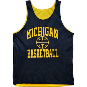 Vintage 80s/90s University of Michigan Wolverines Basketball Warm Up Mesh Jersey Size Large