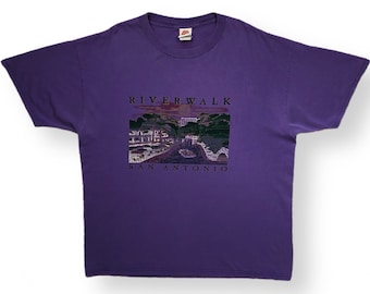 Vintage 90s San Antonio Texas Riverwalk Graphic Destination/Souvenir Style T-Shirt Size XL