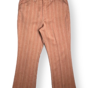 Vintage 70s Light Blue Bootcut Trousers (33) Textured Slacks