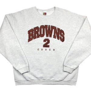 Vintage 90s/Y2K Cleveland Browns Football Tim Couch #2 Embroidered Crewneck Sweatshirt Pullover Size Large