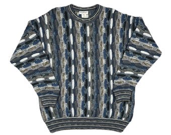 Vintage 90s Norm Thompson Textured 3D Coogi Style Knit Sweater (Large/XL)