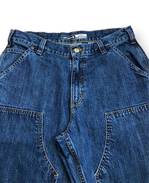 Y2k/00s Carhartt Double Knee Loose Fit Dark Blue Denim Jeans Size 