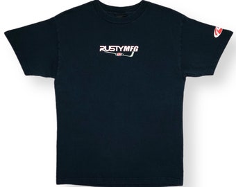 Vintage 90s/Y2K Rusty MFG Surfing/Skateboarding Style Graphic T-Shirt Size Medium