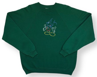 Vintage 90s Disney Mickey Unlimited Embroidered Made in USA Crewneck Sweatshirt Pullover Size Large/XL