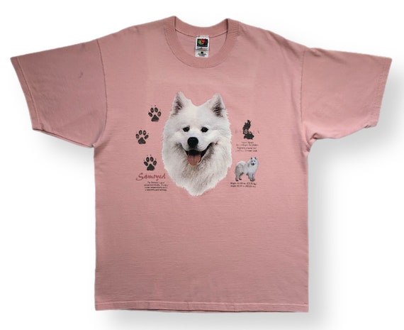 Buy Vintage 90s Samoyed Dog Breed Portrait Graphic Pet T
