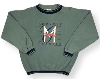 Vintage 1990 Dockers Modern Classic/Levi Strauss & Co Graphic Crewneck Sweatshirt Pullover Size Medium/Large