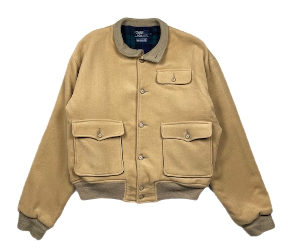 90年代ヴィンテージ ポロ ラルフローレン A-2スタイル ウール ボタン