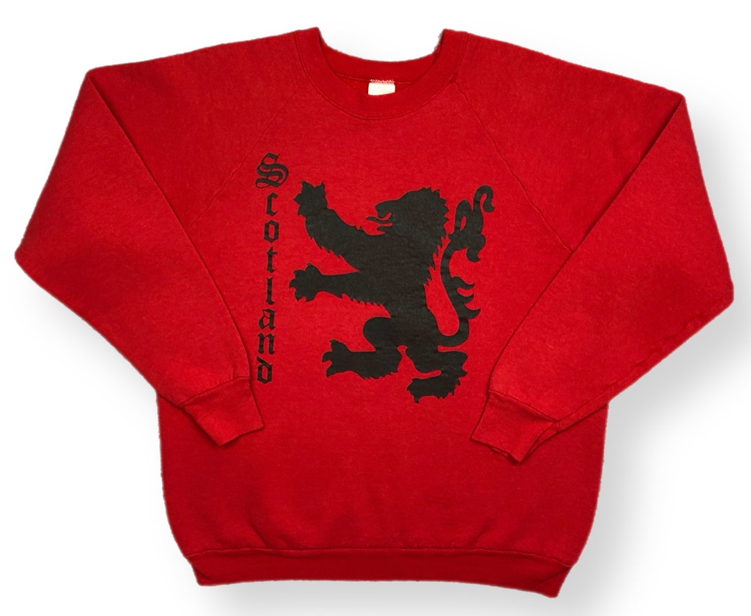 Threadrock Men's Plaid Lion Rampant Of Scotland Long Sleeve T-shirt – Flag Graphic Tee, 100% Cotton