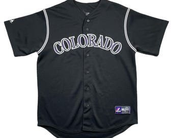 Vintage 90s Rare Majestic Colorado Rockies Baseball Black