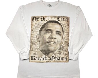 Vintage Y2K Barack Obama The People's Choice grafisch T-shirt met lange mouwen (XL)