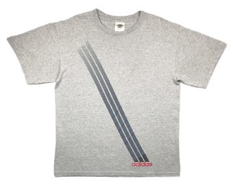 Adidas vintage des années 90 Made in USA Big 3 Stripe Graphic T-shirt (moyen/grand)