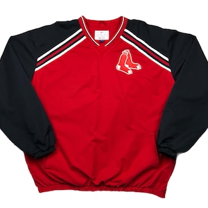 Vintage 90s/Y2K Carl Banks Boston Red Sox Baseball Embroidered Double Sided Windbreaker Pullover Jacket Size XL/XXL