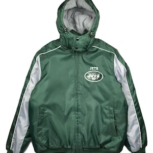 Vintage 90s/00s GIII New York Jets Football Embroidered Full Zip NFL Heavyweight Puff Jacket Size Large