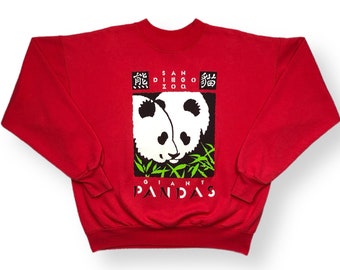 Vintage 90s San Diego Zoo California “Giant Pandas” Made in USA Graphic Crewneck Sweatshirt Pullover Size Large