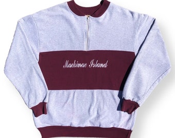 Vintage 80s/90s Mackinac Island Quarter Zip Sweatshirt Crewneck (Medium)