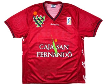 Vintage 90s Reebok Real Bettis Caja San Fernando Spain Basketball Jersey (M/L)