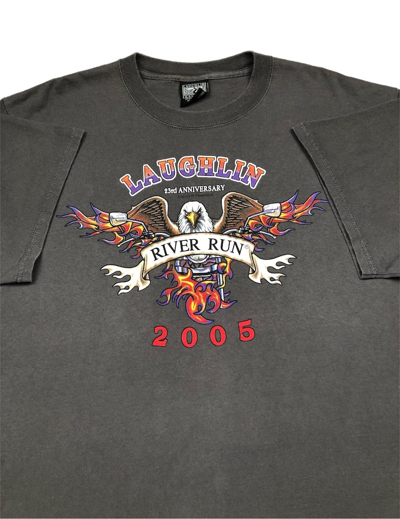 Vintage 2005 Laughlin River Run Motorcycle Rally Double Sided Graphic T ...