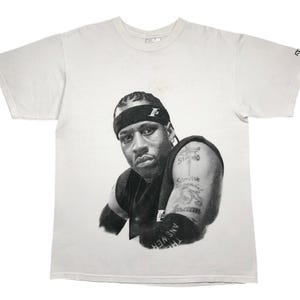 Vintage 90s/00s Reebok Basketball Allen Iverson “I3” Big Face Portrait Style Graphic T-Shirt Size Large