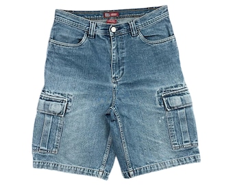 Vintage Y2K Faded Glory Light Wash Cargo Style Denim Jean Shorts Jorts (W30)