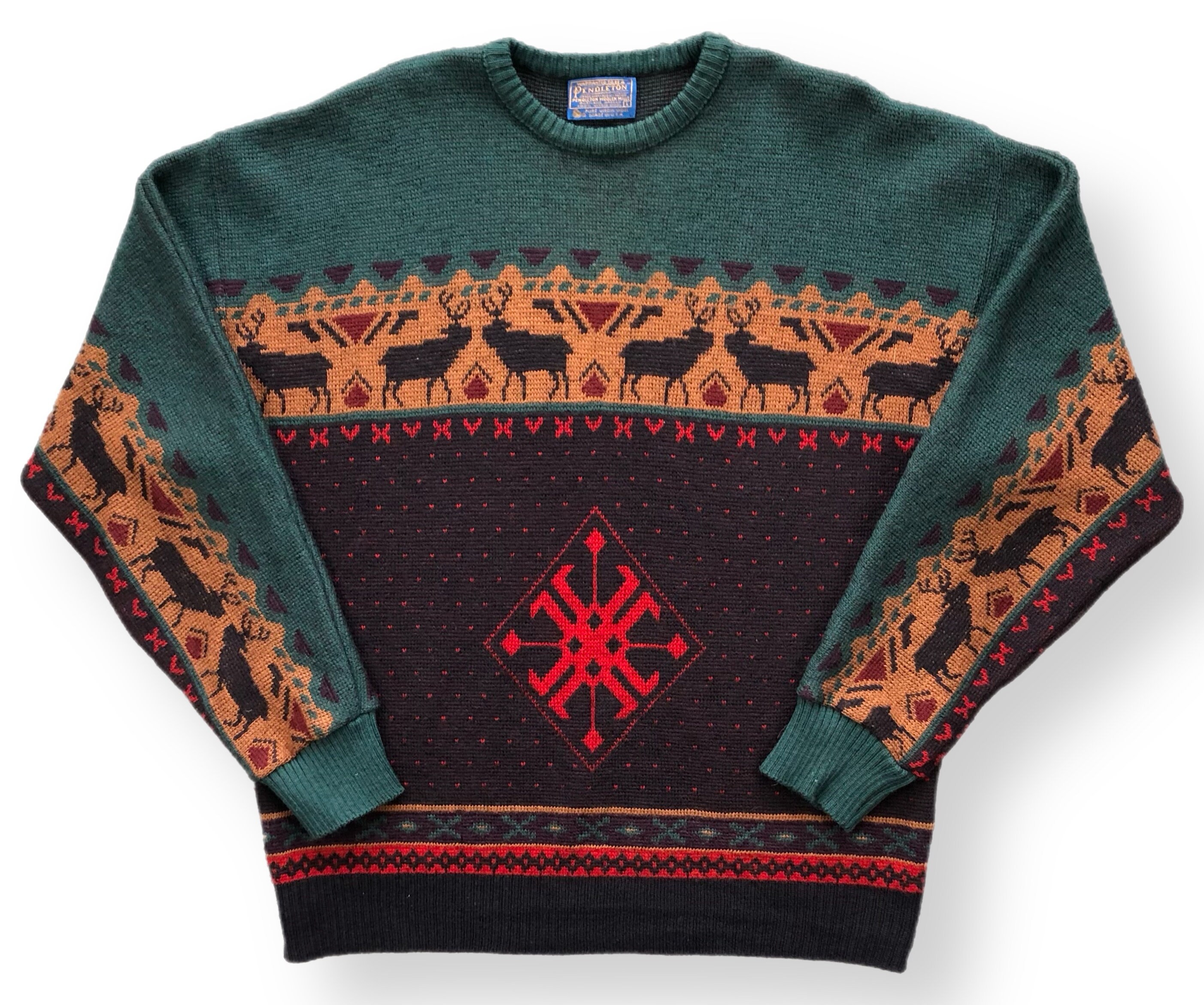Vtg Pendleton Wool Sweater Fair Isle Crewneck Pullover Men's Size Medium  USA - Sweaters