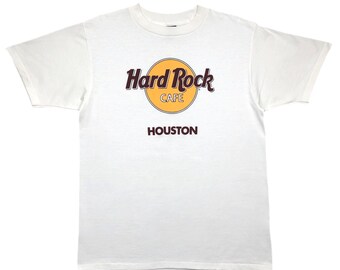 Vintage 80s Hard Rock Cafe Houston Texas Made in USA Graphic T-Shirt Size Large
