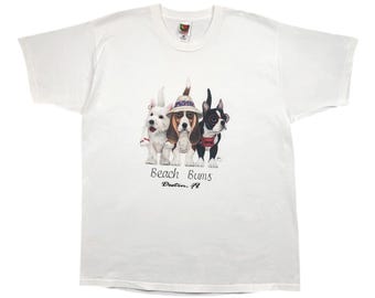 Vintage 90s Destin Florida Dog Graphic T-Shirt (Size XL)
