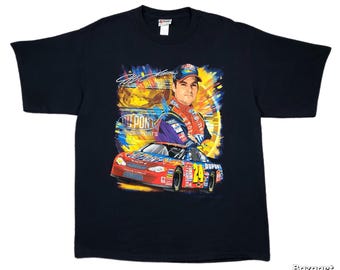 Vintage 2002 Chase Authentic's Jeff Gordon NASCAR 'Rainbow Warrior' Racing Graphic T-shirt, maat XL