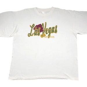 Vintage 80s/90s Las Vegas Nevada Card & Dice Gambling Style Souvenir/Destination Style Graphic T-Shirt Size Large/XL