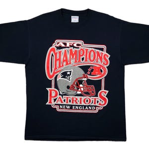 Vintage 2001 New England Patriots Football AFC Champions NFL Big Print Graphic T-Shirt Size XL