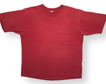 Vintage 90s Gap Original Faded Red Made in USA Single Stitch Pocket T-Shirt Size XL