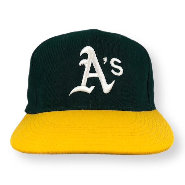 Vintage 90s New Era Oakland Athletics Diamond Collection Pro Model 100% Wool Made in USA Fitted Hat Cap Size 7 3/8