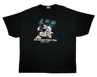 Vintage 2003 5th Annual Poker Run Motorcycle/Biker Rally Graphic T-Shirt Size XXL