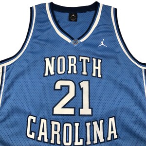Vintage 90s Jordan/Nike University of North Carolina Basketball #21 Home Jersey Size XL image 2