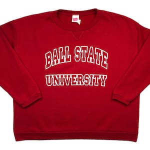 Vintage 90s Ball State University Cardinals Collegiate Crewneck Sweatshirt Pullover Size Large