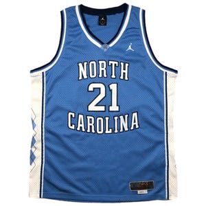 Vintage 90s Jordan/Nike University of North Carolina Basketball #21 Home Jersey Size XL image 1