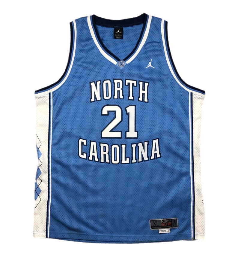 Vintage 90s Jordan/Nike University of North Carolina Basketball #21 Home Jersey Size XL image 1
