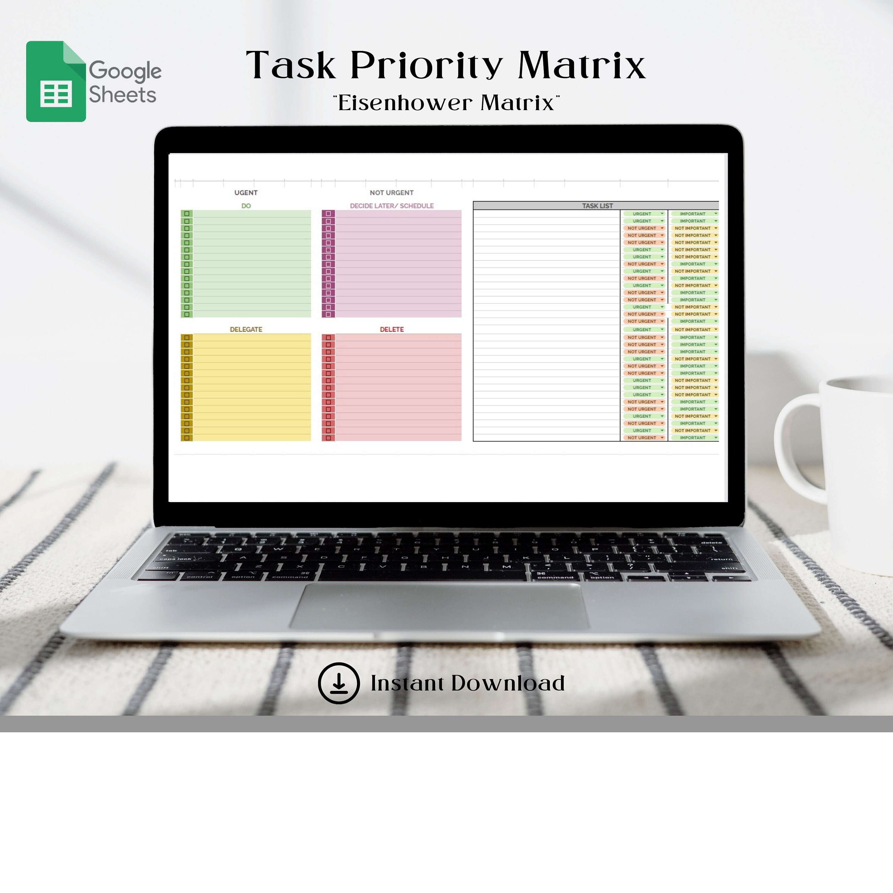Task Priority Eisenhower Matrix Template Fully Editable Gsheet Etsy Task Priority Eisenhower Matrix Template Fully Editable Gsheet Etsy