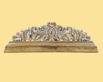 VTG Hand Carved Wood Pediment Abstract Floral Design