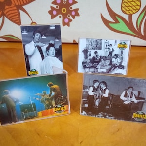 Set Of (4) Beatles Collectable Cards In Clear Frames By The River Group / Approx. 3 1/2" x 2 1/2" Each