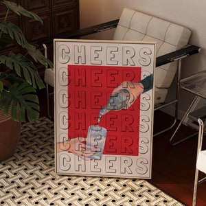 Proost retro barwagen kunst aan de muur | Vintage keukencocktailposter | Digitale afdruk | Afdrukbare muurkunst | MCM Esthetiek | Maximalistische muurkunst