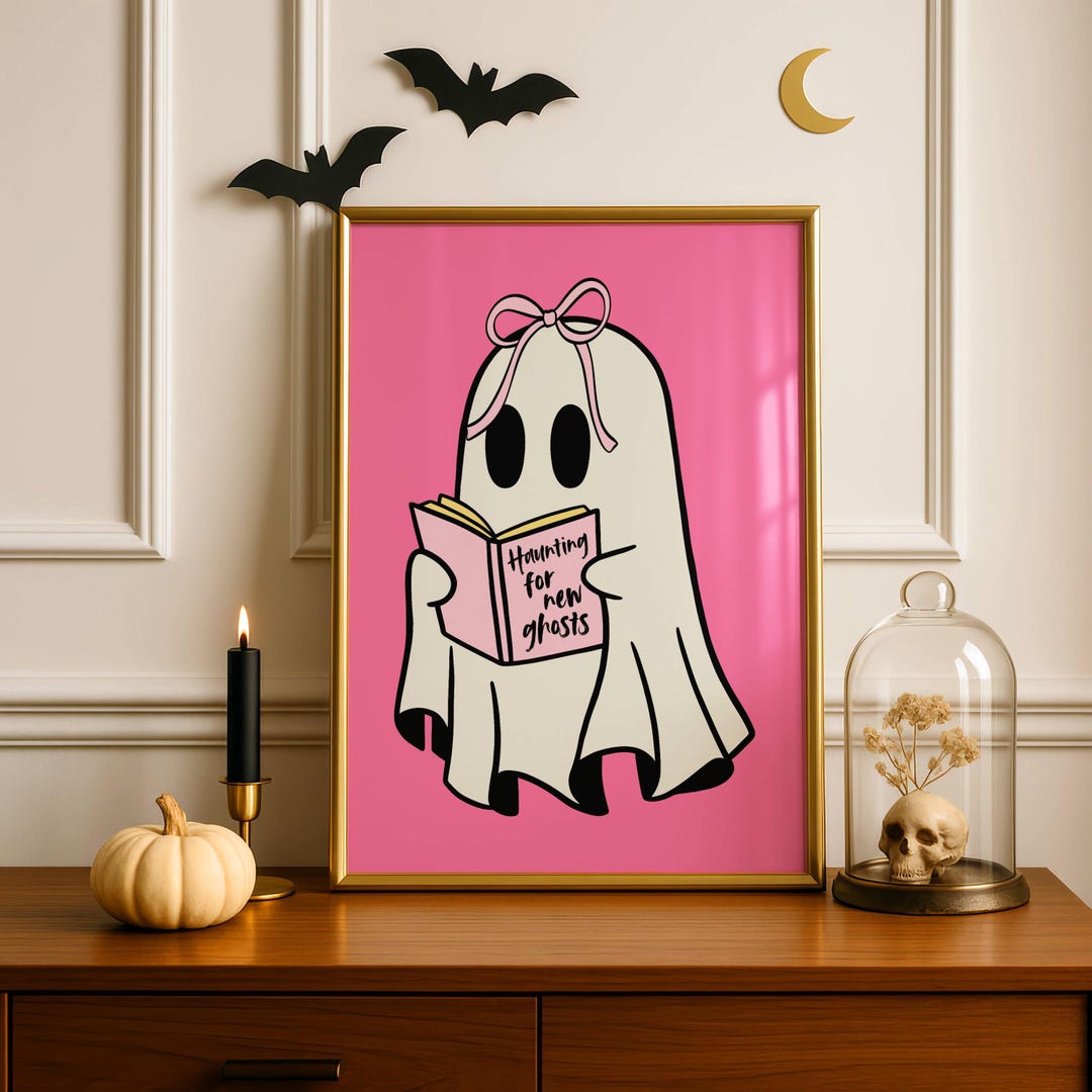Cute Ghost Pink Halloween Wall Art | Pastel Goth Print | Coquette ...