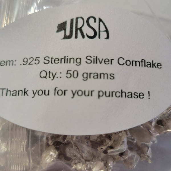 50 grams .925 Sterling Silver Hand Poured Cornflake Casting Grain (Free Domestic Shipping).